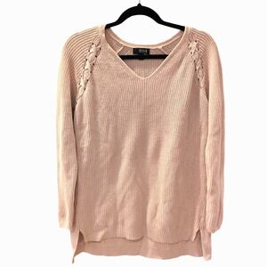 ANA A New Approach Pink Cable Knit V Neck Long Sleeve Sweater Women's Size S